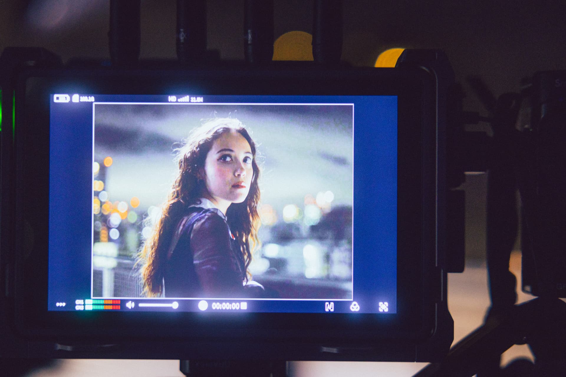 External monitor showing Laufey on a night shoot